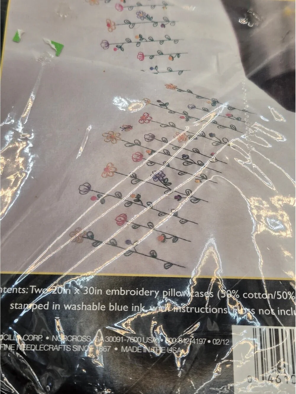 Bucilla Tall Flowers Stamped Pillowcases Embroidery Kit 20x30 Cotton-Poly